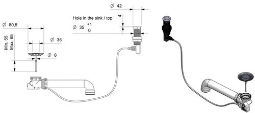 cumpără Ventil click-clack Reginox R39816 Push Pop-up Comfort Gun Metal II în Chișinău 