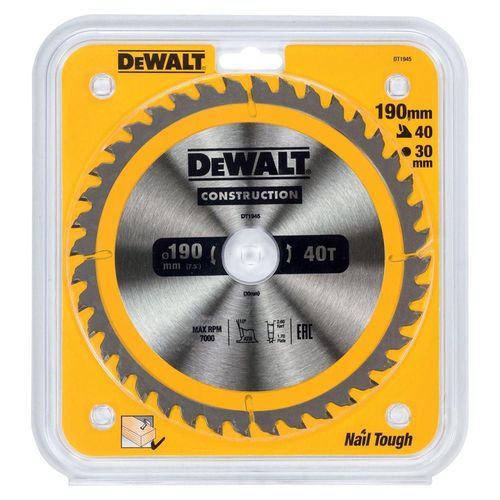 cumpără Disc de tăiere DeWalt DT1945 panza circulara 190x30mm 40T în Chișinău 