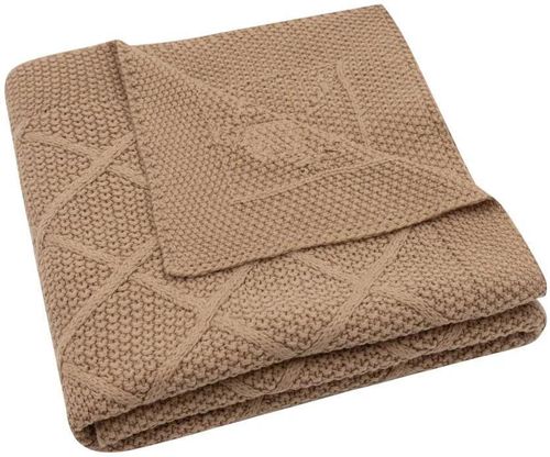 cumpără Lenjerie de pat pentru copii Jollein 516-511-68039 Paturica Check Knit Biscuit, 75x100cm în Chișinău 
