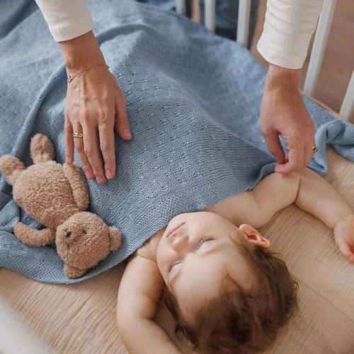 купить Комплект подушек и одеял BabyOno 1673/04 Patura de bambus tricotata /albastru/ в Кишинёве 
