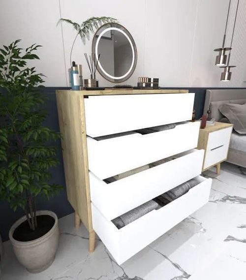 cumpără Comodă Trendy Flora-Sapphire Oak, White, 78x95x45cm (GTR008147) în Chișinău 