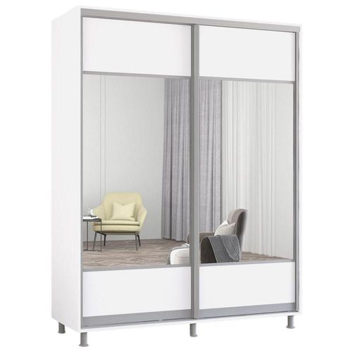 cumpără Dulap Mobildor-Lux Aron-S uși glisante din PAL cu oglindă orizontal (180x60x200H cm) Alb Brilliant în Chișinău 