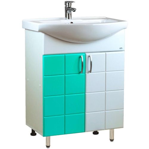 купить Шкаф под умывальник Mashtab 11412 Domino cu 2 usi 65cm Alb-Verde в Кишинёве 