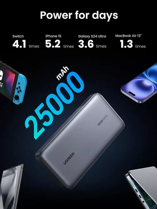 cumpără Acumulator extern USB (Powerbank) Ugreen 90597A Flight Approved PD3.1 25000mAh, Grey în Chișinău 