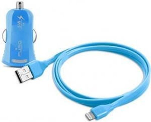 купить Зарядное устройство для автомобиля Puro MCHUSBAPLT1BLUE with lightning connector 1A, 1 USB port, 1m, blue в Кишинёве 