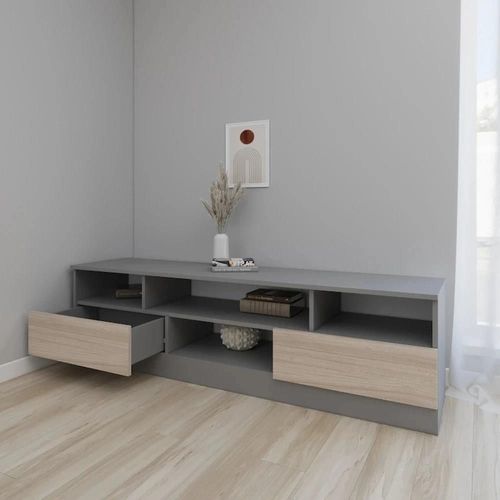 купить Тумба напольная для TV Smartex (16364) Т6 180cm TV Grafit+Stejar Deschis в Кишинёве 
