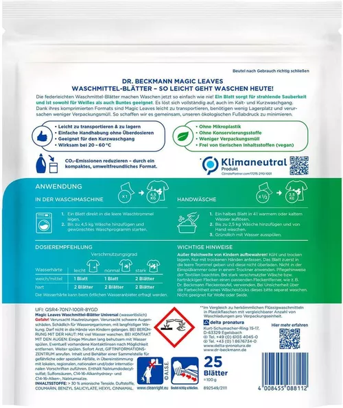 купить Порошок для стирки Dr.Beckmann 8811 Servetele-detergent Universal 25 buc в Кишинёве 