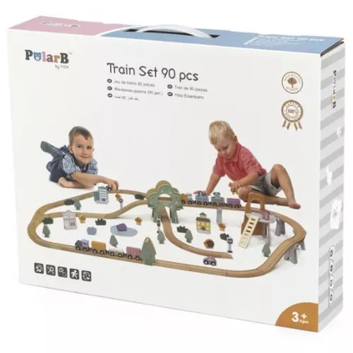купить Конструктор Viga 44067 Calea ferata din lemn cu tren si accesorii, 90 elem. в Кишинёве 