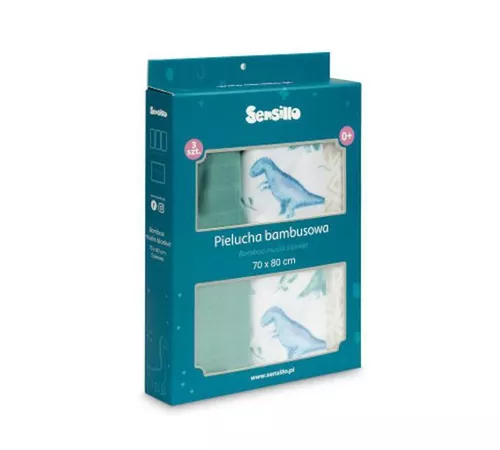 cumpără Accesoriu pentru înfășat Sensillo 0806 Набор пеленок 3шт Bamboo Dino 70x80 (0421) în Chișinău 