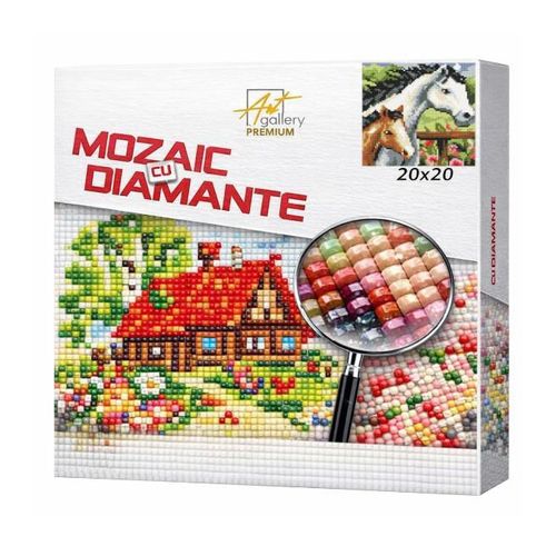 купить Картина по номерам Art Gallery BJ483 Mozaic cu diamante 20x20cm Cal si manz в Кишинёве 