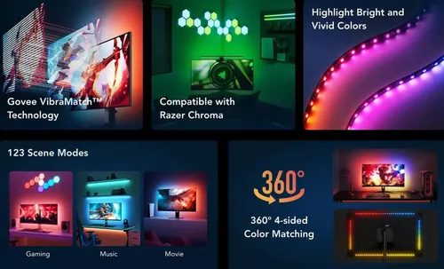купить Лента LED Govee Monitor Light Strip RGB Gaming Light Strip G1 (27”-34”) Razer chroma sync (H6609312) в Кишинёве 