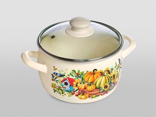 купить Кастрюля Metalac 57033 Cratita emailata Bostan 16cm, 2.4L, capac din sticla в Кишинёве 