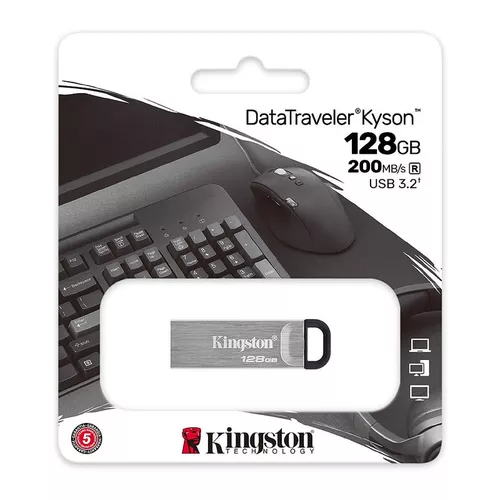 купить 128GB Flash Drive Kingston DTKN/128GB DataTraveler Kyson Silver, Metal casing, USB3.2,  Compact and lightweight (Read 200 MByte/s) (memorie portabila Flash USB/внешний накопитель флеш память USB) в Кишинёве 