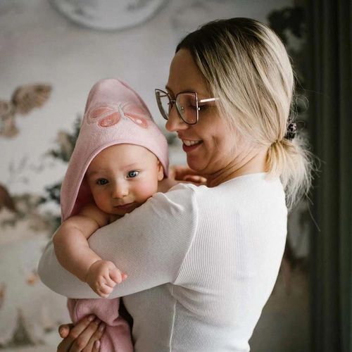 купить Аксессуар для купания BabyOno 0346/04 Prosop din bambus cu capota 100x100 (Roz) в Кишинёве 