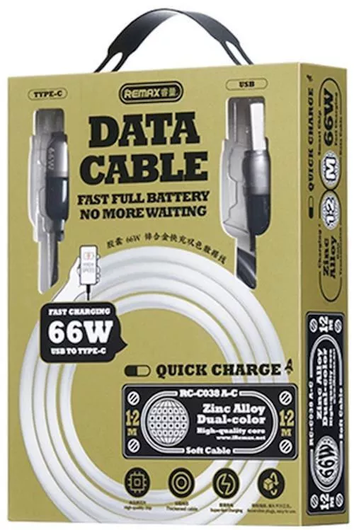 cumpără Cablu telefon mobil Remax RC-C038 66W A-C Black în Chișinău 