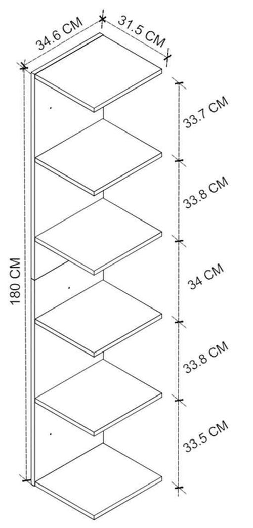 купить Офисный стеллаж Nex Home Книжный шкаф, 34,6x31,5x180 см, Дуб (15-07-02) в Кишинёве 