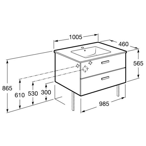 Dulap VICTORIA BASIC cu chiuvetă 100cm, culoare mesteacăn 