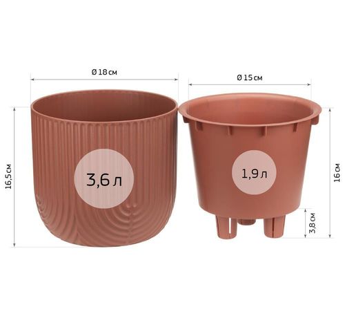купить Цветочный горшок Idea М3261 Ramona D180mm 1.9L, cu insertie в Кишинёве 