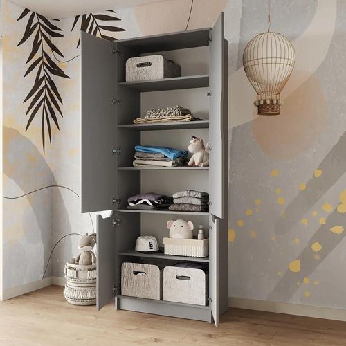 купить Шкаф детский MebelStar LILU 4D 80x40x210 Grey (MBS-1414) в Кишинёве 