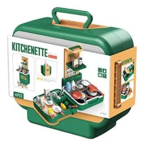 купить Игрушечная кухня и посуда Essa 25735 Чемодан с внутренней кухней, 43 детали в Кишинёве 