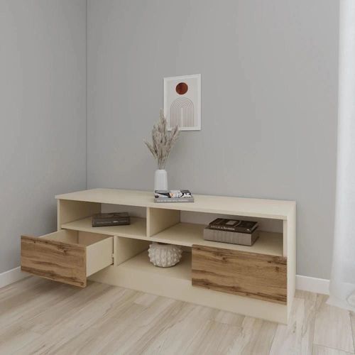 cumpără Comodă TV Smartex (16345) Т6 140cm TV Ivory+Stejar Inchis în Chișinău 