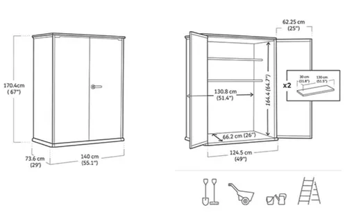 купить Садовый сарай Keter 57732 Cortina Alto 140x74x170cm, gri в Кишинёве 