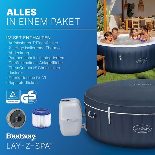 cumpără Piscină cu jacuzzi Bestway 6001C Lay-Z-Spa Miami EnergySense AirJet 4 Dark Blue Round 180x66cm în Chișinău 
