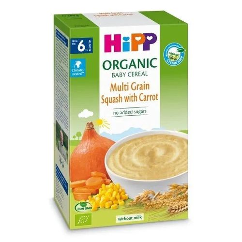 Terci organic fara lapte HIPP multicereale cu dovleac si morcov (6+ luni) 200 g 