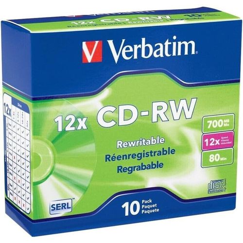 купить Диск оптический Verbatim VER_43148 CD-RW SERL 700MB 12X Jewel Case 10pcs. в Кишинёве 