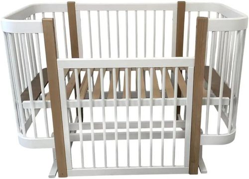 купить Кроватка Kuzya Elza pe balansoar (alb+natur) (balansare longitudinala) в Кишинёве 