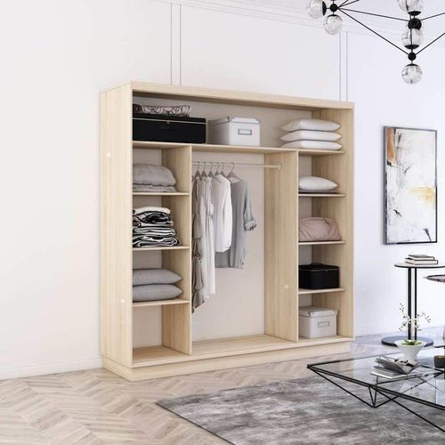 купить Шкаф Mobildor-Lux Fox uși glisante din PAL cu elemente din oglindă (230x60x210H cm) Sonoma в Кишинёве 