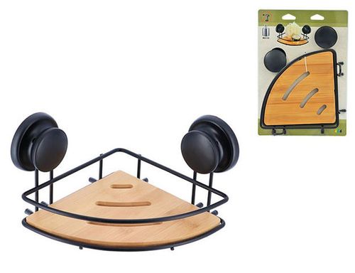 купить Полка для ванной Tendance 49852 Metal/bambus на присосках 18x18x5cm черн мет/бамб в Кишинёве 