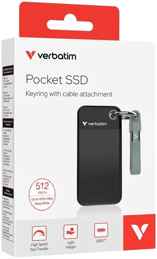 купить Накопители SSD внешние Verbatim M.2 External SSD 512GB Verbatim Pocket USB 3.2 Gen 2, Black/Grey (VER_32282) в Кишинёве 