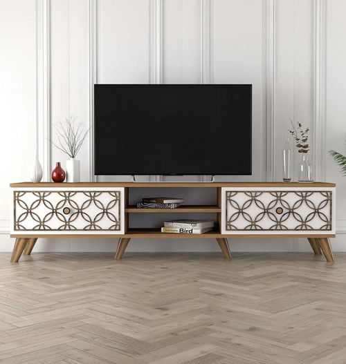 cumpără Comodă TV Trendy Clasa, Nuc, Alb 180x44x35cm în Chișinău 