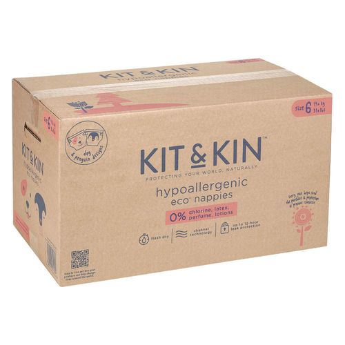 Гипоаллергенные эко-подгузники Kit&Kin 6 (14+ kg) 104 шт 