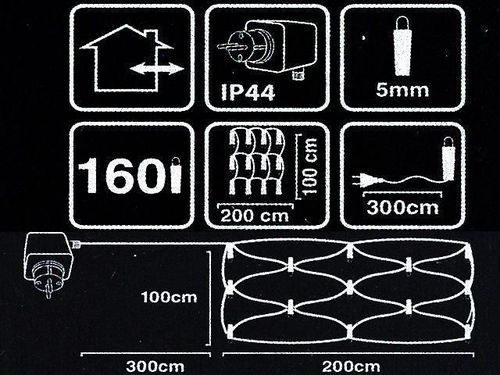 купить Гирлянда Promstore 27408 Огни новогодние Сетка 160LED тепл-белый, 2x1m, in/out в Кишинёве 