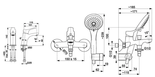 купить Набор для душа kfa armatura Morris набор для ванны (3 в 1) в Кишинёве 