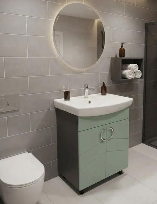 cumpără Dulap pentru lavoar Mashtab 12465 Alpin (CL) cu 2 uși 600x370x850 Turcoaz mat-Antracit în Chișinău 