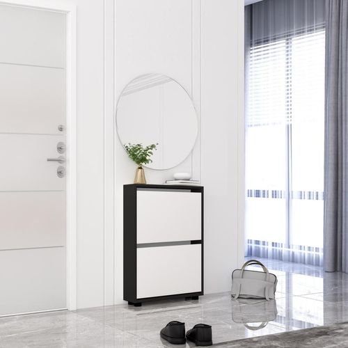 cumpără Raft pentru încălțăminte Mobildor-Lux Leo Slim 100x16x86H cm Anthracite/White în Chișinău 