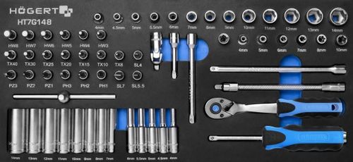 купить Система хранения инструментов Hoegert HT7G049-338 Тележка инструментальная 7 ящиков, 338 предмета в Кишинёве 