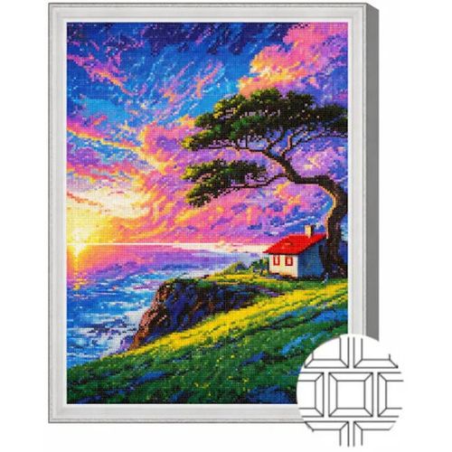 купить Картина по номерам Art Gallery QB206545 Mozaic cu diamante patrate 40x50cm Casuta pe marginea prapastiei в Кишинёве 