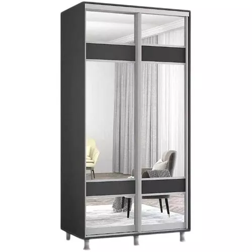 купить Шкаф Mobildor-Lux Раздвижные двери Aron-P из ДСП размером 1,0-1,8 м с зеркалом «зебра» (120x60x200 см), цвет антрацит в Кишинёве 