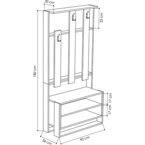 cumpără Mobilă pentru antreu Trendy Chester Alb, Alb, 90x180x36cm (GTR001331) în Chișinău 