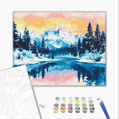 cumpără Tablou pe numere BrushMe BS54195FC 40х50cm (fără cutie) Vârfuri argintii în Chișinău 