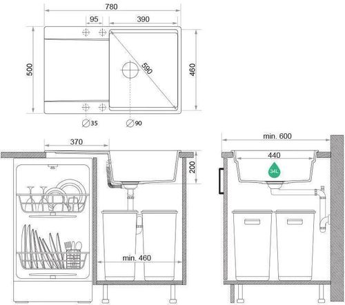 купить Мойка кухонная Primagran San Francisco 780-50 level Grey + accesorii 500x780 MHFKS в Кишинёве 