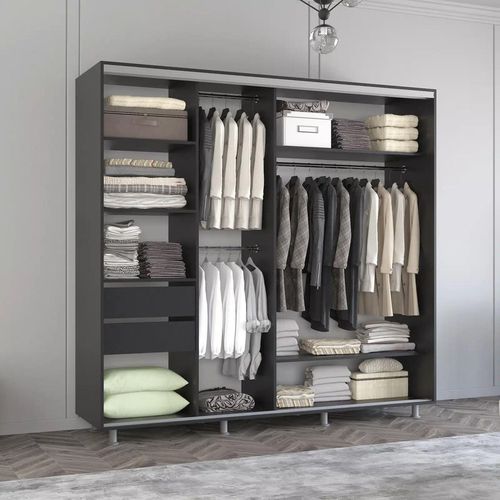 cumpără Dulap Mobildor-Lux Aron cu uși glisante orizontal (200x60x230H cm) Anthracite în Chișinău 