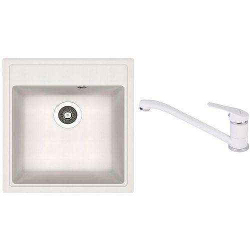 cumpără Chiuvetă bucătărie cu bateria Dr.Gans Nika 470 + SanDonna F 1066 alb în Chișinău 