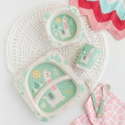 купить Посуда для кормления Canpol 9/213 Набор бамбуковой посуды 5 элементов Лама в Кишинёве 