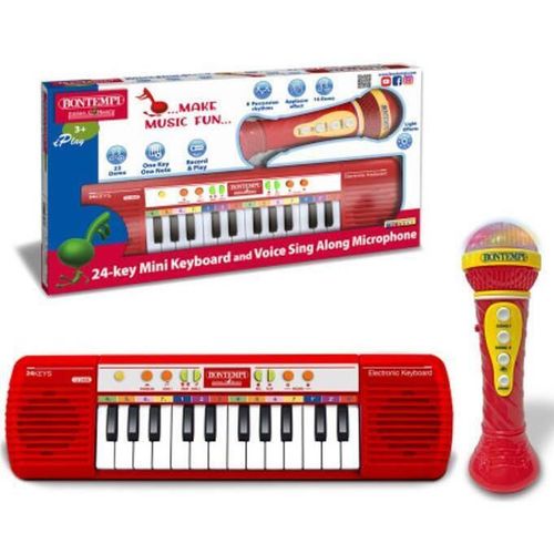 купить Музыкальная игрушка Bontempi 602120 Набор синтезатор с 24 клавишами и микрофон в Кишинёве 