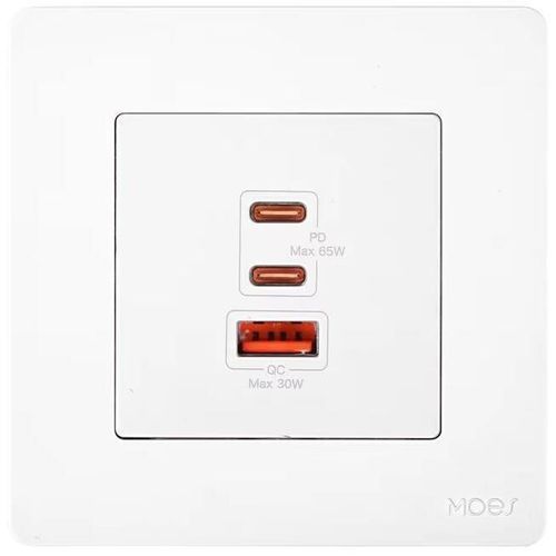 купить Зарядное устройство сетевое Moes TK-SR-EU-2C1A-65-WH-MS, White в Кишинёве 